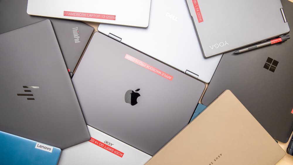 A range of business and professional laptops from multiple brands