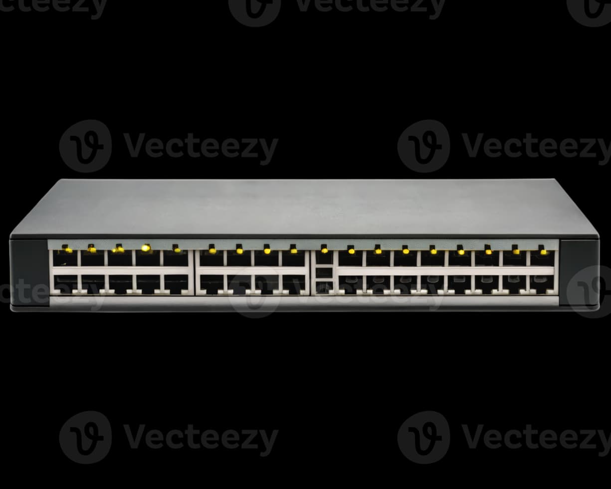 Network switch with rows of Ethernet ports